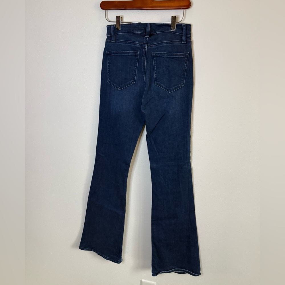 LOFT High Rise Slim Flare Jeans Size 25 Dark Wash Stretch Denim - Picture 5 of 12